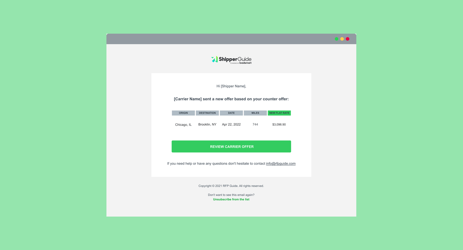 LS Counter Offer Shipper Email